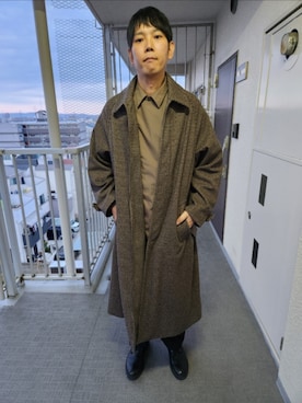 「アイテム（ステンカラーコート）」を使った、akkunn_akkunnさん（メンズ・180cm）の冬コーディネート
