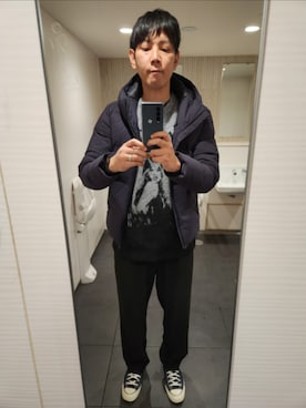 「アイテム（ダウンジャケット/コート）」を使った、akkunn_akkunnさん（メンズ・180cm）の冬コーディネート