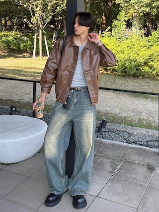 「LECYTO（レシト）のGlitter Rib Sleeveless_[Gray]（Tシャツ/カットソー）」を使った、Harutoさん（メンズ・180cm）の秋コーディネート