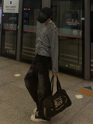 「Chikashitsu +(チカシツプラス)の【Chikashitsu +】border stitch rib sleeveless (3color) / 【チカシツプラス】ボーダーステッチリブタンクトップ(タンクトップ)」を使った、Harutoさん(メンズ・180cm)の夏コーディネート