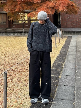 「アイテム（ニットキャップ/ビーニー）」を使った、Harutoさん（メンズ・180cm）の冬コーディネート