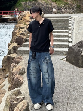 「AAKAM（アーカム）のアイテム」を使った、Harutoさん（メンズ・180cm）の夏コーディネート