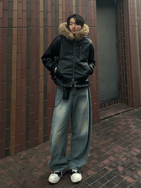 「アイテム（ブルゾン）」を使った、Harutoさん（メンズ・180cm・10代）の冬コーディネート