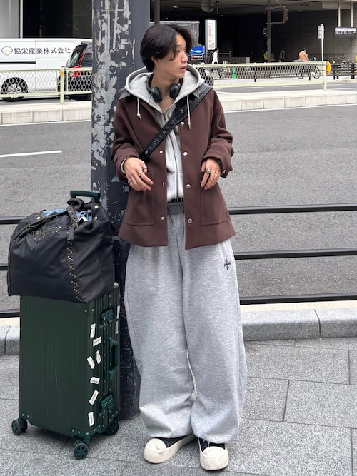 「EMMA CLOTHES(エマクローズ)のMelton Coverall Coat/メルトンカバーオールコート《カフェ店員"Haruto"コラボ》(ステンカラーコート)」を使った、Harutoさん(メンズ・180cm)の秋コーディネート