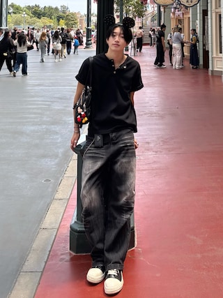 「FreeZone（フリーゾーン）の不規則なスチールネックレス（ネックレス）」を使った、Harutoさん（メンズ・180cm）の春コーディネート