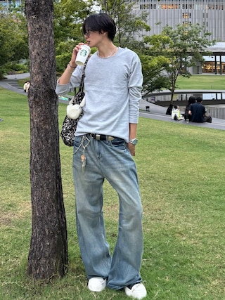 「NOWLE（ノウル）の【NOWLE】カットオフエッジ 凹凸テクスチャー リラックスフィット カットソー（Tシャツ/カットソー）」を使った、Harutoさん（メンズ・180cm）の秋コーディネート