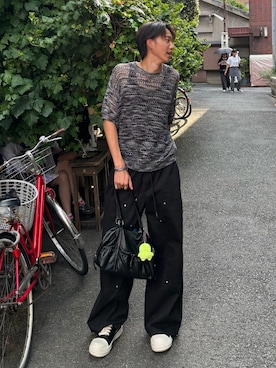 「FreeZone（フリーゾーン）の不規則なスチールネックレス（ネックレス）」を使った、Harutoさん（メンズ・180cm・10代）の秋コーディネート