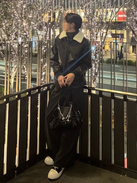 「アイテム（ウォレットチェーン）」を使った、Harutoさん（メンズ・180cm）の冬コーディネート