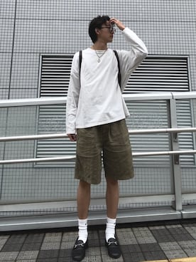 「NIKE（ナイキ）の《NIKEアパレル》ﾅｲｷ 3P ｴﾌﾞﾘﾃﾞｲ ｸｯｼｮﾝ ｸﾙｰ ｿｯｸｽ（ソックス/靴下）」を使った、Harutoさん（メンズ・180cm・20代）の夏コーディネート