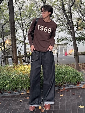 「アイテム（コインケース）」を使った、Harutoさん（メンズ・180cm）の秋コーディネート