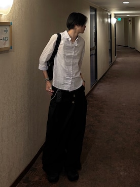 「YOLO（ヨーロ）のアイテム（シャツ/ブラウス、ブラウン系）」を使った、Harutoさん（メンズ・180cm）の夏コーディネート