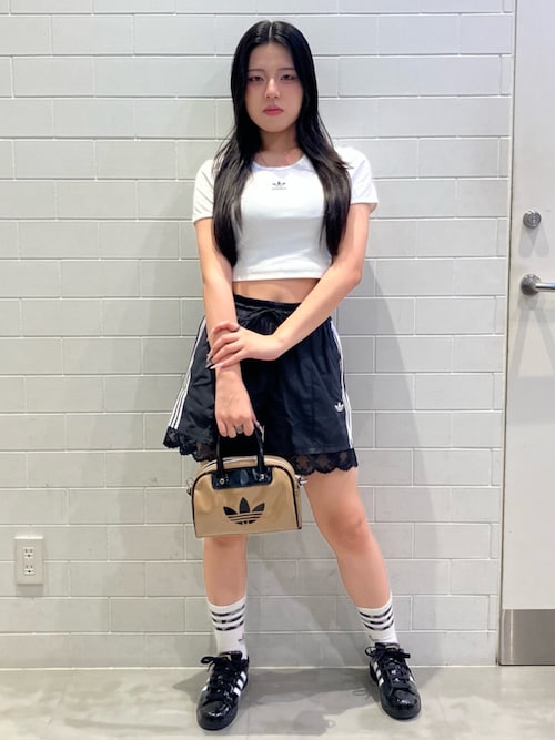 レース トリム スリーストライプス ショーツ ショートパンツ