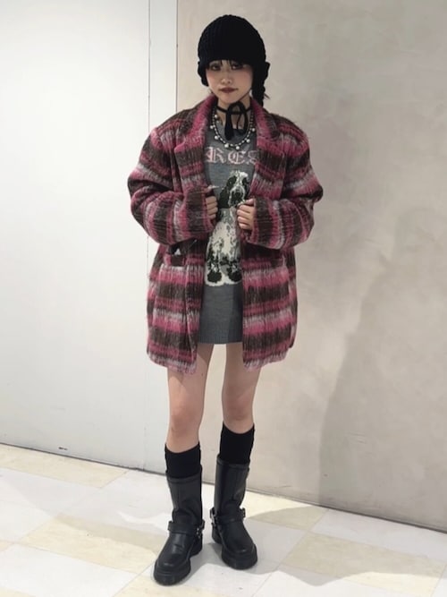 ウールライクジャケットチェックコート（テーラードジャケット