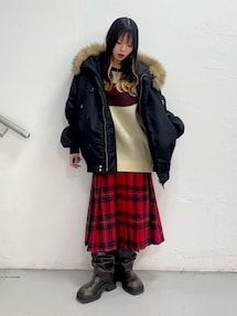 jouetie スカート ウールライクプリーツミドルチェックスカート ウールライクプリーツミドルスカート｜ジュエティ（jouetie