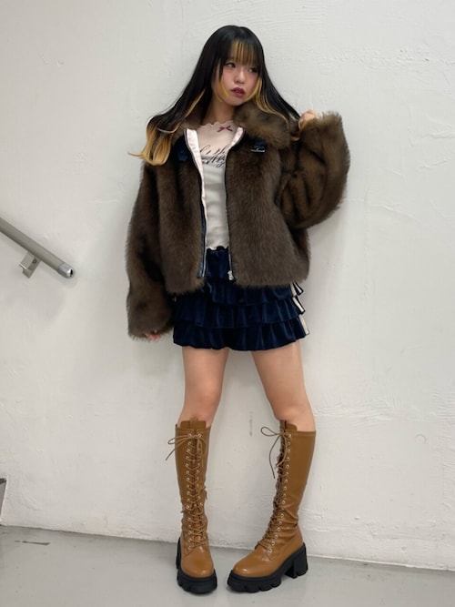 WEB限定】ベルトミドルファーコート（ブルゾン）｜jouetie