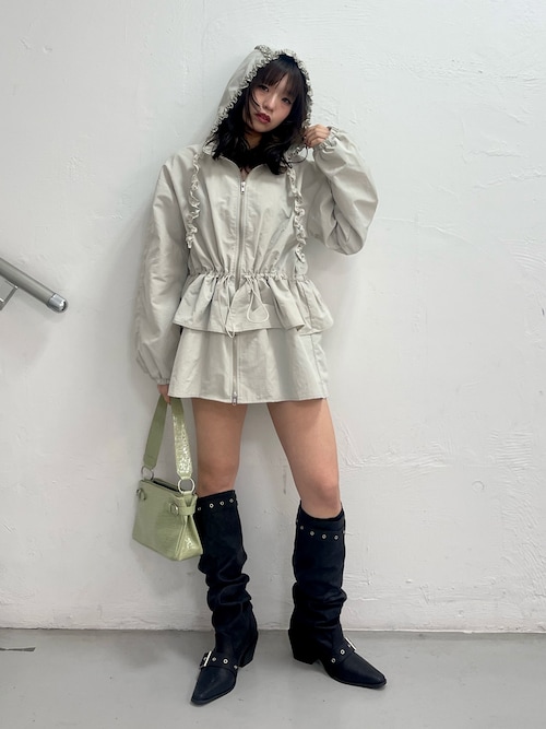 フリルマウンテンブルゾン フード付き 春アウター 春服(ナイロン フリルマウンテンブルゾン フード付き 春アウター 春服(ナイロン