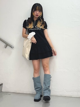 「アイテム（シュシュ）」を使った、MOMOさん（レディース・160cm）の夏コーディネート