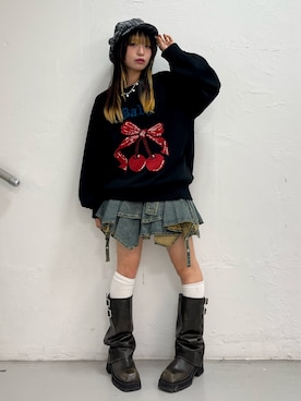 「アイテム（キャスケット）」を使った、MOMOさん（レディース・160cm）の秋コーディネート