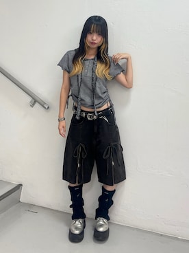 「アイテム（レッグウォーマー）」を使った、MOMOさん（レディース・160cm）の夏コーディネート