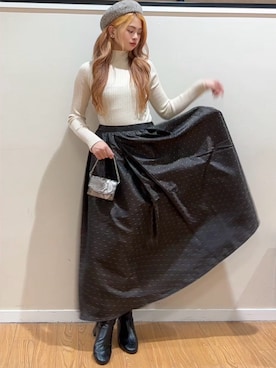 「アイテム（ハンチング/ベレー帽）」を使った、Princessさん（レディース・156cm）の冬コーディネート