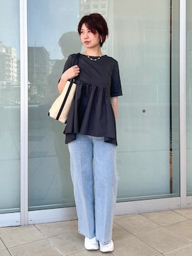 「OPAQUE.CLIP（オペークドットクリップ）のアイテム（デニムパンツ）」を使った、yoko060080さん（レディース・169cm）の春コーディネート