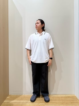 「U.S. POLO ASSN.（ユーエスポロアッスン）のU.S. POLO ASSN　カノコポロシャツ（Polo、ホワイト系）」を使った、YUANさん（メンズ・168cm）の夏コーディネート