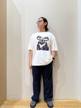 「ITEMS URBANRESEARCH（アイテムズ アーバンリサーチ）の『接触冷感/吸水速乾/UVカット』ANIMAL IN SHADES プリントTシャツ（T Shirts、その他）」を使った、YUANさん（メンズ・168cm）の夏コーディネート