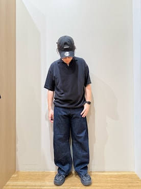 「ITEMS URBANRESEARCH（アイテムズ アーバンリサーチ）のソフトバレルデニム（Denim pants、ブルー系）」を使った、YUANさん（メンズ・168cm）の夏コーディネート
