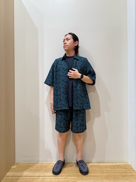 「ITEMS URBANRESEARCH（アイテムズ アーバンリサーチ）の『接触冷感/速乾/イージーケア』WINDY MESH ショートスリーブ シャツ（Shirts、その他）」を使った、YUANさん（メンズ・168cm）の夏コーディネート