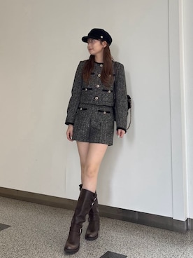 「アイテム（ノーカラージャケット）」を使った、LILY BROWNさん（レディース・163cm）の夏コーディネート