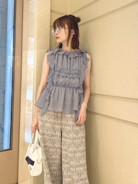 「アイテム（バレエシューズ）」を使った、LILY BROWNさん（レディース・157cm）の夏コーディネート