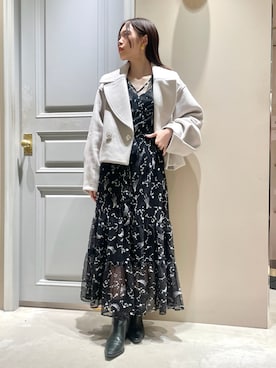 「刺繍」｜「アイテム（その他アウター）」を使った、LILY BROWNさん（レディース・156cm）の冬コーディネート