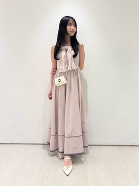 「LILY BROWN（リリーブラウン）のウォッシャブルVネックニットカーディガン（カーディガン/ボレロ、ピンク系）」を使った、LILY BROWNさんの春コーディネート