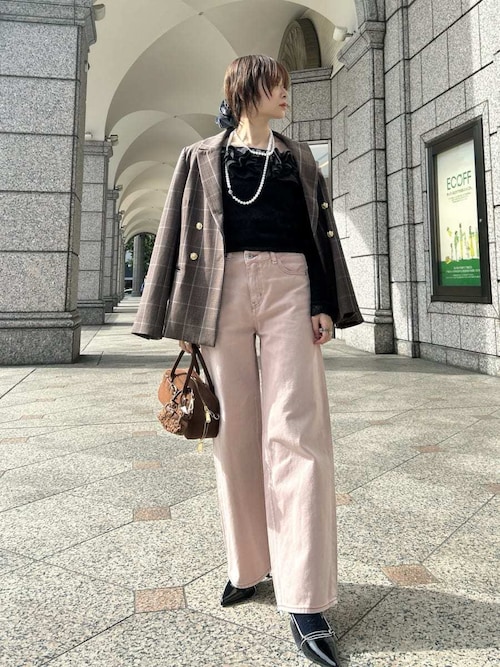 今期 25AW リリーブラウン♡金釦 ダブルブレストジャケット ベージュ　フリー 金釦ダブルブレストジャケット（テーラードジャケット/コート）｜LILY