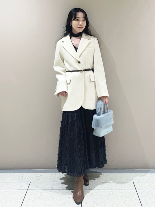 ベルト付きシャギーオーバージャケット（テーラードジャケット）｜LILY