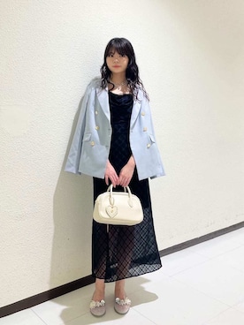 「LILY BROWN（リリーブラウン）のドレープキャミワンピース（ワンピース、ブラック系）」を使った、LILY BROWNさんの春コーディネート