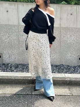 「LILY BROWN（リリーブラウン）のアイテム（デニムパンツ）」を使った、LILY BROWNさん（レディース・151cm）の秋コーディネート