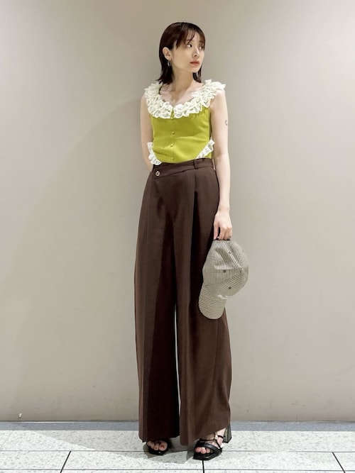 2wayレースフリルニットトップス LILY BROWN ニット セーター 2wayレースフリルニットトップス