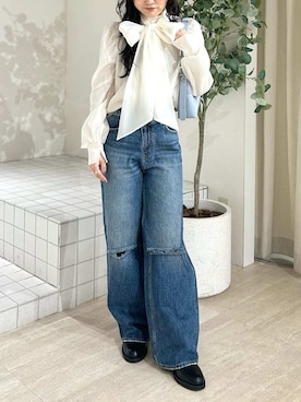 「アイテム（ブレスレット）」を使った、LILY BROWNさん（レディース・151cm）の秋コーディネート