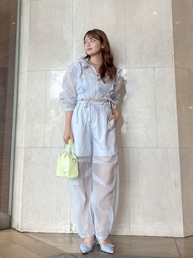 「LILY BROWN（リリーブラウン）のシアーファンデノンワイヤー/キャミソール（キャミソール、ホワイト系）」を使った、LILY BROWNさんの春コーディネート