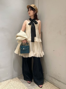 「アイテム（ブラジャー、ホワイト系）」を使った、LILY BROWNさん（レディース・153cm）の夏コーディネート