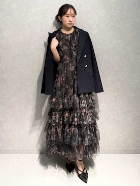 「アイテム（ドレス、グレー系）」を使った、LILY BROWNさん（レディース・153cm）の秋コーディネート