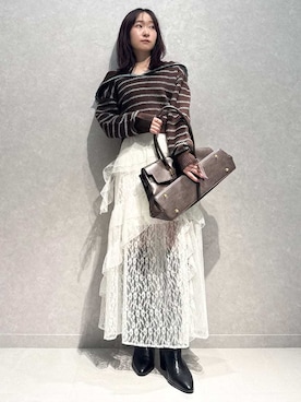 LILY BROWNリボンオフショルビジュードレス LILY BROWN（リリーブラウン）の「リボンオフショルビジュー