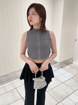 「アイテム（ニット/セーター、シルバー系）」を使った、LILY BROWNさん（レディース・160cm）の夏コーディネート