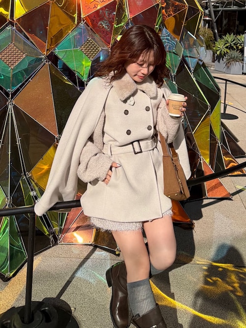 ファー付き3wayケープコート（その他アウター）｜LILY BROWN（リリー