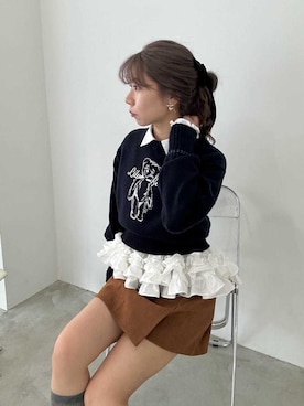 「アイテム（バレッタ/ヘアクリップ）」を使った、LILY BROWNさん（レディース・152cm）の夏コーディネート