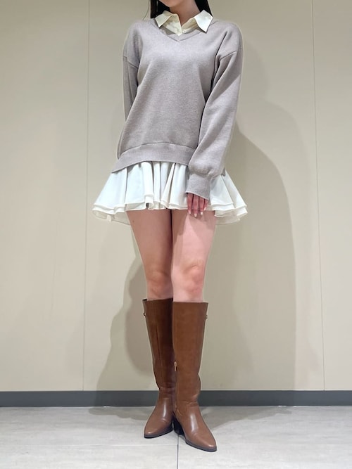 シャツドッキングフリルミニワンピース（ワンピース）｜LILY