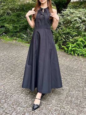 「LILY BROWN（リリーブラウン）のレースアップスリングバッグパンプス（パンプス、ブラック系）」を使った、LILY BROWNさんの夏コーディネート