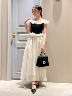 「LILY BROWN（リリーブラウン）のレースアップスリングバッグパンプス（パンプス、ブラック系）」を使った、LILY BROWNさんの夏コーディネート