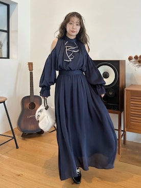 「アイテム（ノーカラージャケット）」を使った、LILY BROWNさん（レディース・150cm）の秋コーディネート